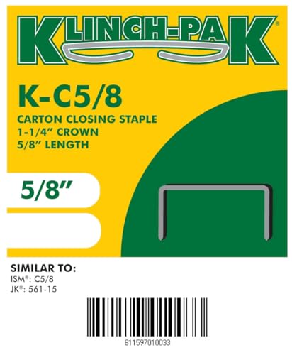 Klinch-Pak 1-1/4" Crown x 5/8" Leg Construction Staples - Case of 2,500 Copper-Coated for Wood & Metal