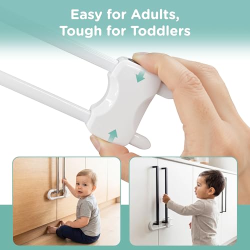 Skyla Homes Child Safety Sliding Cabinet Locks 6 Inch, 4 Pack - White
