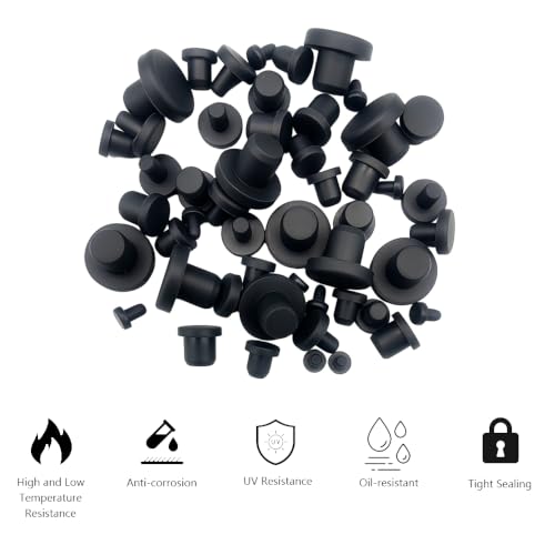 Alamic Assorted Silicone Hole Plugs Set 1/8”, 3/16”, 1/4”, 5/16”, 3/8” - Flexible Sealing Bumpers