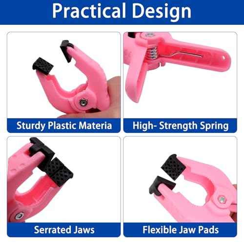 10Pcs Pink Plastic Spring Clamps 4 Inch Heavy Duty Clips for Woodworking Backdrop Stand Balloon Arch