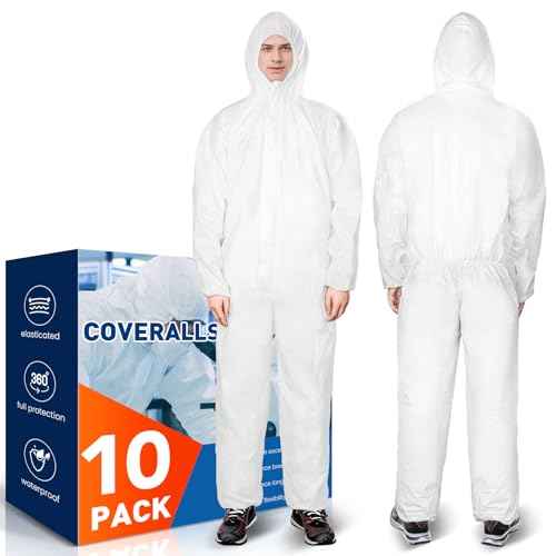 CAREGY Hazmat Suits Protective Coveralls with Hood, Heavy Duty Full Body Painters Suit for Men & Women