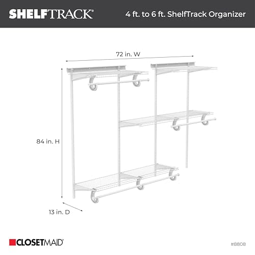 White Adjustable Closet Organizer System 4-6 ft. | Wire Shelves & Rods