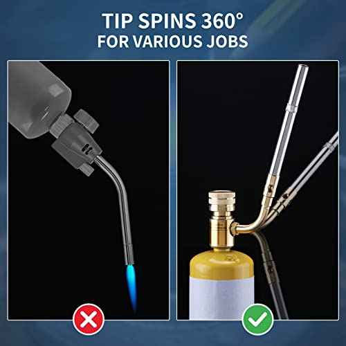 Propane Mapp Gas Torch Head 360¡Æ Rotatable Nozzle, Plumbing Torch Flame Adjustable Fuel by Propane Mapp Map-Pro Canisters, High Intensity, Brass Pressure Regulator