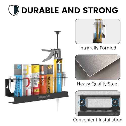 UNITEDPOWER Caulking Gun Holder, Wall Mount Hand Caulking Gun Storage Rack, Caulk Tube Organizer for Workshop, Shop, Garage
