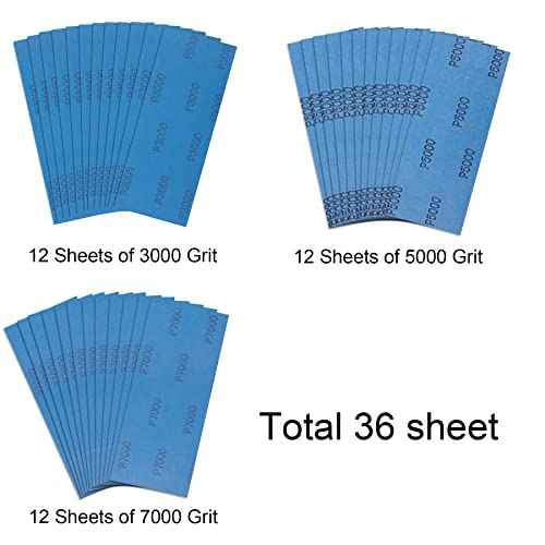 AUSTOR 36 Pcs Wet and Dry Sandpaper 3000 5000 7000 High Grit Sandpaper Assortment 9 x 3.6 Inch Abrasive Sand Paper for Automotive Sanding Wood Furniture Finishing