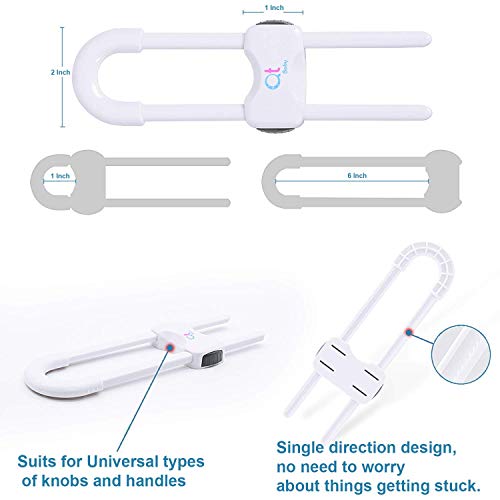 QT BABY Adjustable Baby Proofing Cabinet Locks Pack of 2, White - Child Safety Locks for Drawers, Fridge, Closet