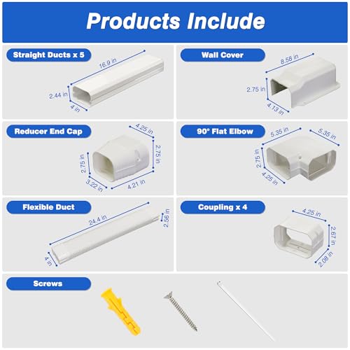 4" 10Ft Mini Split Line Set Cover, Plastic Kit for Outside Units, Air