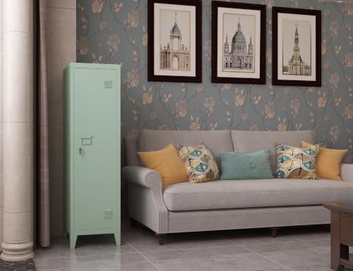 Green Metal Lockable Storage Cabinet with Shelves - Home Office & Kids Room Organizer H50"