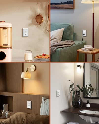 DEWENWILS 4 Pack White Metal Outlet Cover Plates - Duplex Wall Plates