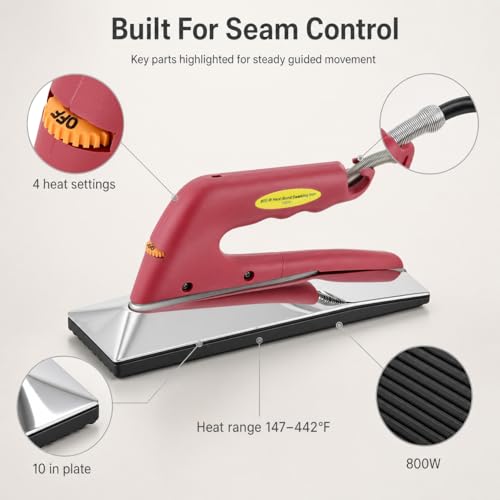 QWORK 10in 800W Carpet Seaming Iron Kit with 66ft Tape & Extra-Wide Roller