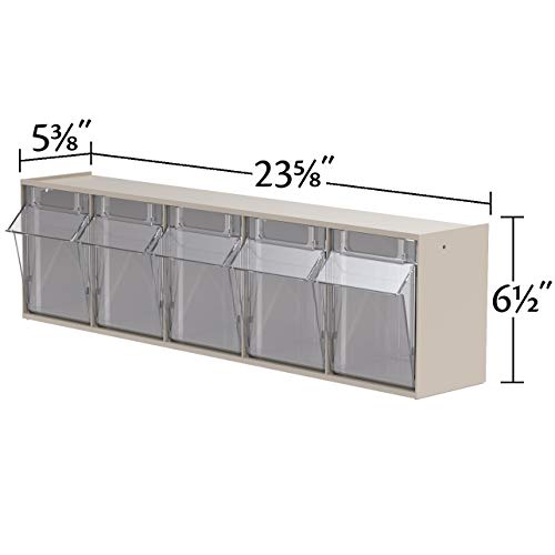 Akro-Mils TiltView 5-Drawer Plastic Cabinet with Tilt-Out Bins, Stone