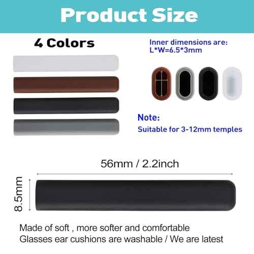 Anti-Slip Glasses Ear Cushion, Silicone Eyeglasses Temple Tips Sleece, Soft Glasses Grip, Comfort Eyeglass Cushions, Eyeglass Grips for Men, Women, Glass Accessories (3 White Pairs)