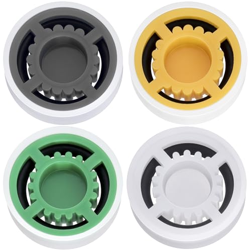 Isslly 4-Pack Shower Head Flow Restrictors with Adjustable GPM in White, Grey, Yellow, Green