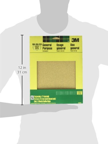 3M Aluminum Oxide Sandpaper Assorted Grit 5 Sheets 9x11 Inches - Pack of 1