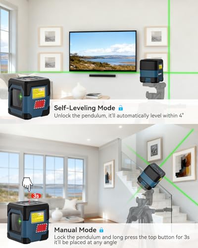 RockSeed Cross Line Laser Level with Self-Leveling & 360° Rotatable Beam — Not Tripod Included