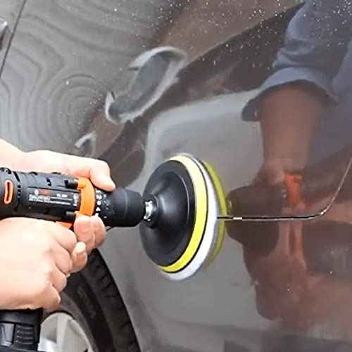 IPELY 7 Pcs 3 Inch Wool Polisher Buffing Wheel Small Buffing Pads for Drill Buffer Attachment with M10 Drill Adapter