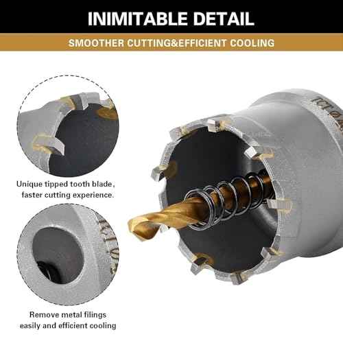 2''(51mm) TCT Hole Saw Kit,Tungsten Carbide Hole Saw Drill Bit with Titanium-Plated Pilot Drill bit for Hard Metal,Alloy,Aluminum,Stainless Steel,Plastic,Iron