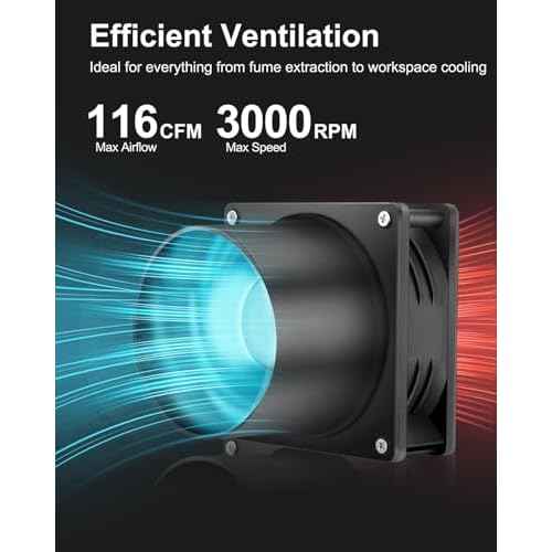 GDSTIME 120mm x 38mm 12V DC Axial Fan with 4 Inch Duct Flange Variable Speed Controller, 110V 120V AC Powered, Small Air Exhaust Fume Smoke Extractor Kit for Soldering, 3D Printer Enclosure