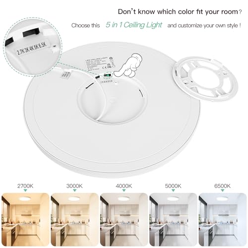 Brightever 12 Inch LED Flush Mount Ceiling Light Dimmable 5CCT 4-Pack