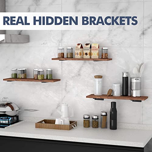 Starunder 6 Inch Floating Shelf Brackets Black 6 Pack - Heavy Duty Wall Supports