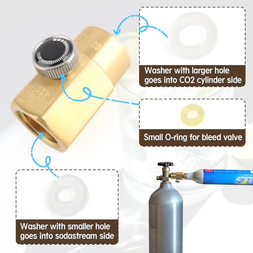 CO2 Adapter Kit CGA320 to TR21.4 for Soda Makers, Refill Connector with O-rings