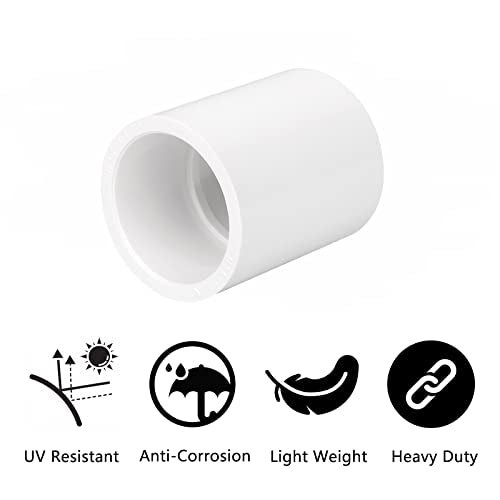 Lswteiz 3/4 Inch PVC Pipe Coupling Adapter Socket x Socket - Heavy Duty, White, 20 Pack