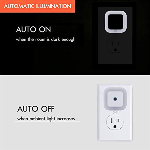 Uigos LED Night Light with Smart Sensor - Dusk to Dawn, 6-Pack, White, 0.5W Plug-in