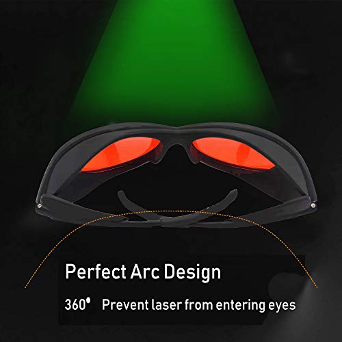 Laser Safety Goggles 532nm OD 6+ Professional 180nm-532nm Wavelength Violet/Blue/Green Laser Protective Glasses for 405nm, 445nm, 450nm,473nm 532nm Laser Fit Dazzling Lasers, Like Engraving Machines