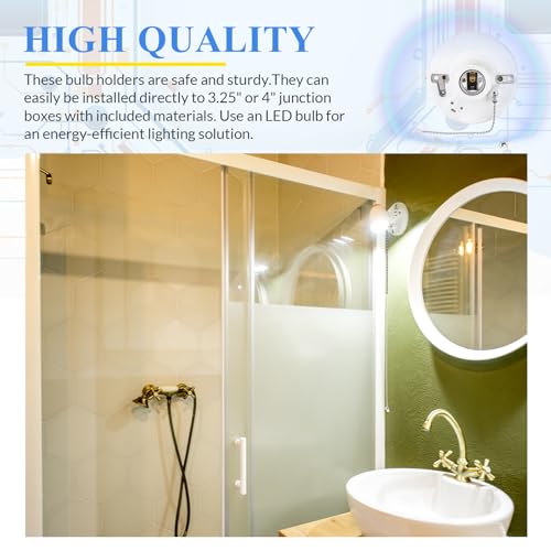 Saysurey Porcelain Light Socket with Outlet & Pull Chain - 1 Pack