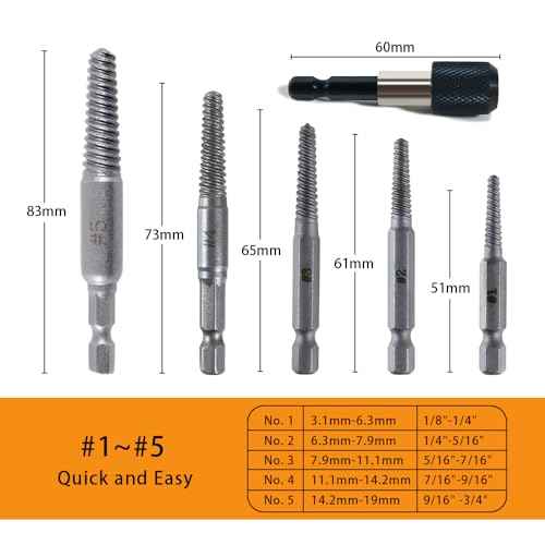 ?LONKER 6 Pcs Screw Extractor Set, Easy Out Bolt Extractor and HSS Steel Cobalt Left Hand Drill Bit Kit, Stripped Screw Extractor with 1/4'' Adapter for Broken Bolts, Screws and Studs
