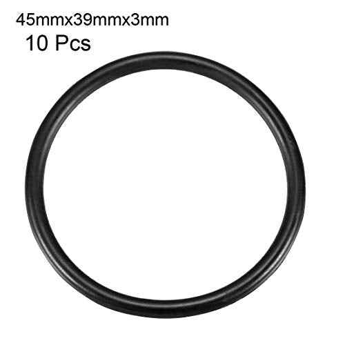uxcell Nitrile Rubber O-Rings, 45mm OD 39mm ID 3mm Width, Metric Sealing Gasket, Pack of 10