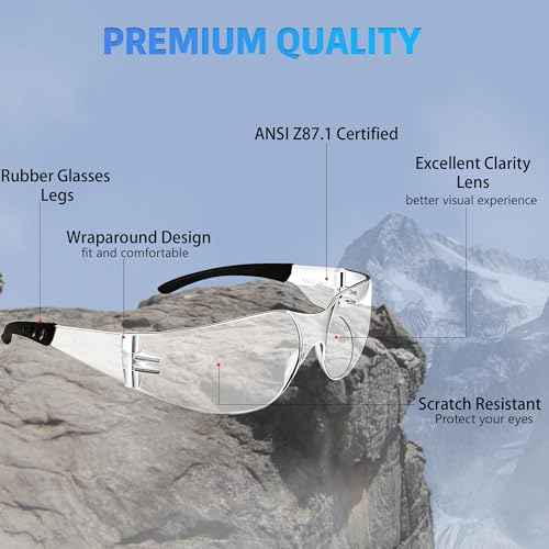 Clear Safety Glasses for Men Women Ansi Z87.1 Safety Glasses Scratch and Impact Resistant Protective Eyewear