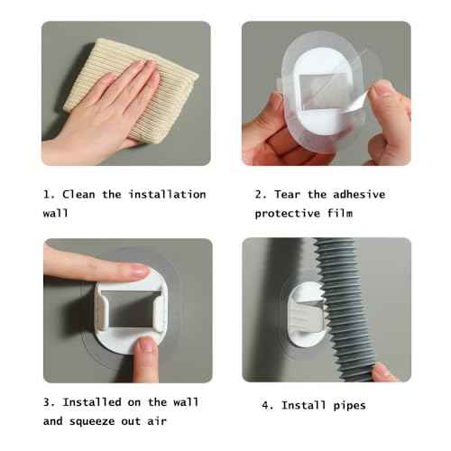 6 Pack Washing Machine Drain Hose Holder Guide Wall Mount Self-adhesive Fixing Clip Sticker Clamp Bracket for Clothes Washer Water Sink Pipe Laundry Tub Discharge Drainage Dishwasher