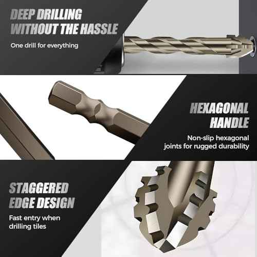 1/4 Inch Hex Carbide Drill Bit for Concrete Masonry ? 4-Flute Serrated Design, 6" Length, Fits Hammer Drill & Impact Driver ? Durable for Brick, Block, Stone(5pcs Sets)