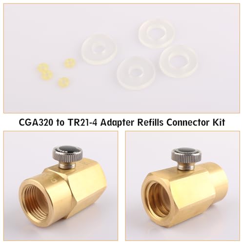 CO2 Adapter Kit CGA320 to TR21.4 for Soda Makers, Refill Connector with O-rings