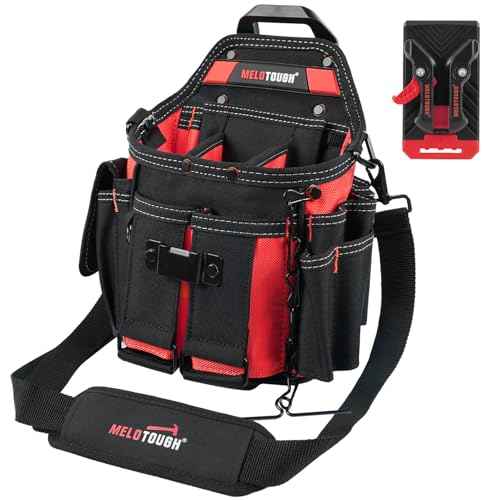 MELOTOUGH Professional Electrician Tool Pouch Bag with Shoulder Strap Tool Pouch with Belt Clip Quickly Attach and Release Tool Bag