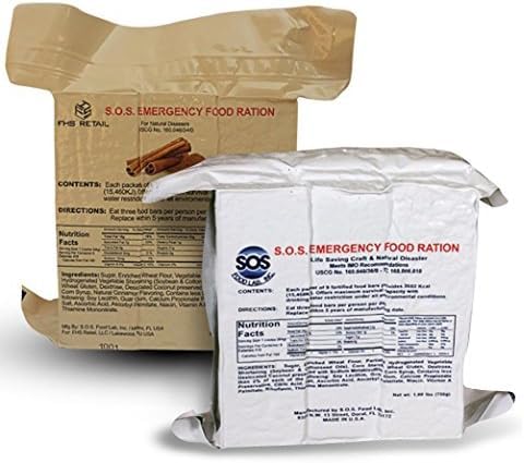 SOS Emergency Food Rations 2-Pack - 3600 Calorie Survival Meal Bars Cinnamon & Coconut