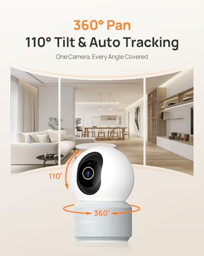 Anona 4K UHD Indoor Security Camera Pack - 2-Pack, Pet & Baby Monitoring, 360° Pan-Tilt, Dual-Band Wi-Fi 6, Auto-Tracking