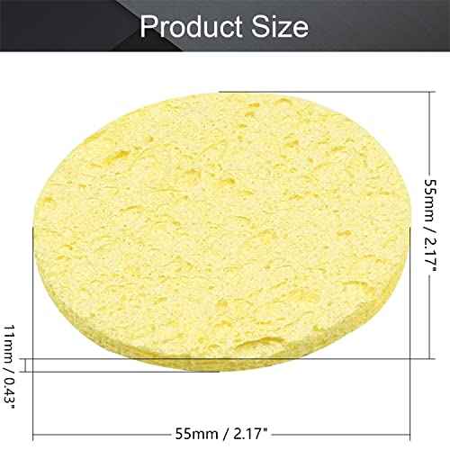 Fielect Thicker Soldering Sponge Soldering Sponge 55mmx55mmx11mm for Iron Tips Cleaner Soldering Iron Cleaning Sponge, 20Pcs, Yellow, Round