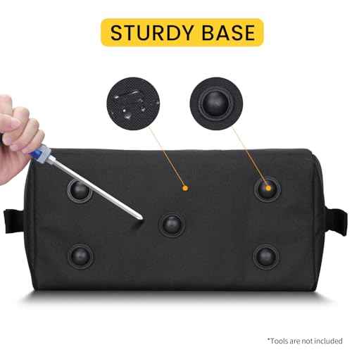 Tool Bag, 18-inch Wide Mouth Tool Organisers, 600 Denier Large Tool Bag for Home DIY & Equipment Storage, Yellow and Black
