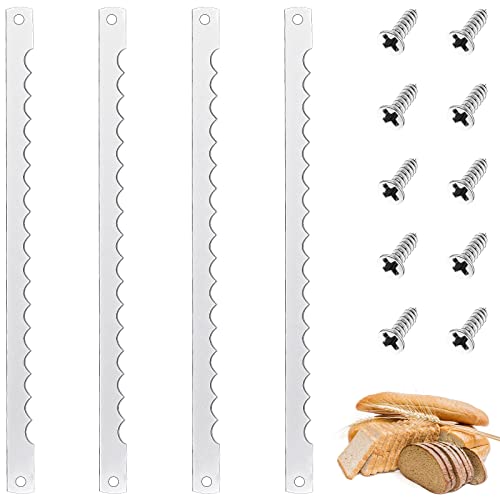 Lasnten 4 Pcs Bread Knife Blades Serrated Stainless Steel Replacement with Screws (4-pack) 10.8in