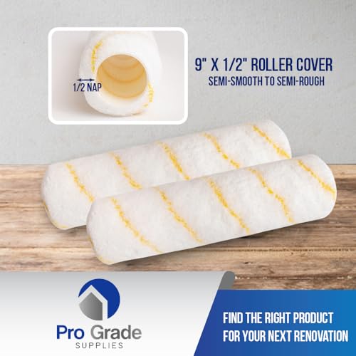 Pro Grade 9 Inch Microfiber Paint Roller Covers 1/2 Inch Nap 5 Pack