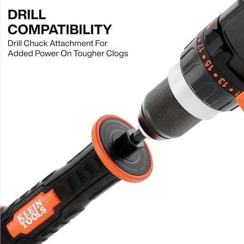 Klein Tools 53018 6-Foot Extendable Steel Toilet Auger with Manual & Drill Operation