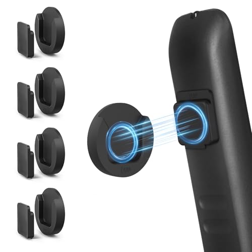 Black Magnetic Remote Control Holder Wall Mount 4 Pack - Easy Access & No Drill