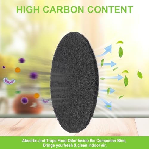 ddLUCK 7.25" Charcoal Filters for Compost Bins, 0.4" Thick, 6 Pack