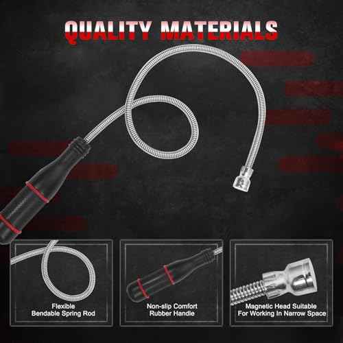 Flexible Magnetic Pickup Tool, 2pcs Powerful Magnetic Sweeper Pickup Tool, 21"Long Flexible Bendable Magnetic Pickup Tool for Hard to Reach Car Keys Bolts Nuts Usb Screws
