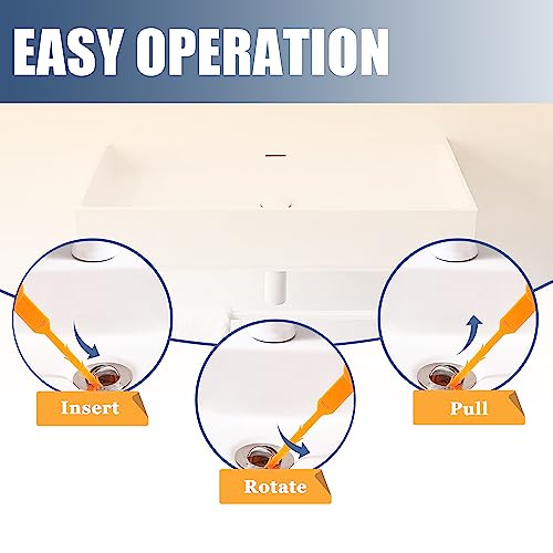 KeyFar 8-Pack 25-Inch Hair Clog Remover Drain Snake with Barbed Hook