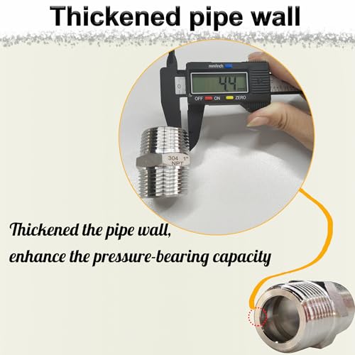 feyadaper 1 Inch Male Hex Nipple Pipe Fittings 304 Stainless Steel, 2pcs - NPT Threaded Connectors for Plumbing & Gas
