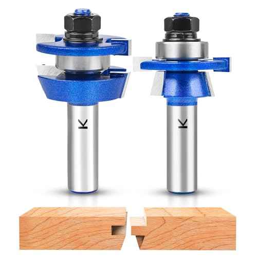 2Pcs Shaker Style Rail and Stile Router Bits Set 1/2 Inch Shank,Professional Carbide Shaker Door Raised Panel Router Bit Set for Cabinet Doors