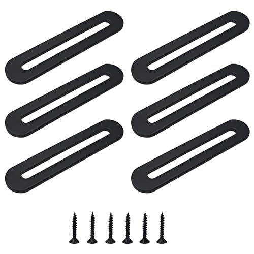 AUXBC 6-Pack 90mm Adjustable Flat Mending Plates with Slots Black Stainless Steel Furniture Brackets
